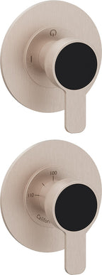 California Faucets Capitola StyleTherm Vista con Control de Una Salida - Placa Doble Rectangular - Níquel Satinado