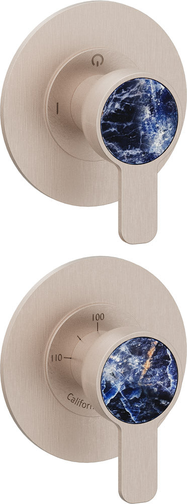 California Faucets Capitola StyleTherm Vista con Control de Una Salida - Placa Doble Rectangular - Níquel Satinado