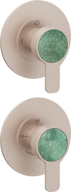California Faucets Capitola StyleTherm Vista con Control de Una Salida - Placa Doble Rectangular - Níquel Satinado