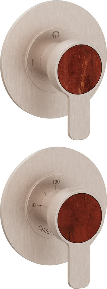 California Faucets Capitola StyleTherm Vista con Control de Una Salida - Placa Doble Rectangular - Níquel Satinado