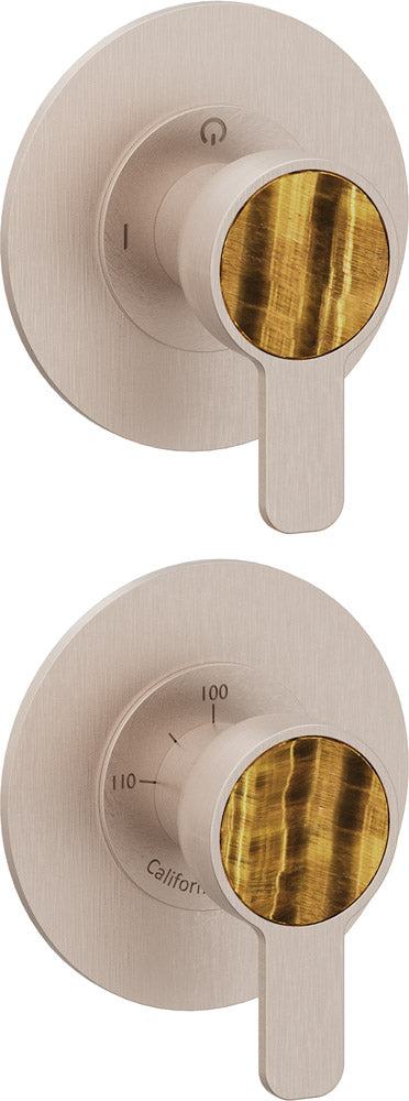 California Faucets Capitola StyleTherm Vista con Control de Una Salida - Placa Doble Rectangular - Níquel Satinado