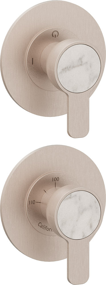 California Faucets Capitola StyleTherm Vista con Control de Una Salida - Placa Doble Rectangular - Níquel Satinado