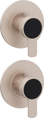California Faucets Capitola StyleTherm Vista con Control de Dos Salidas - Placa Doble Rectangular - Níquel Satinado