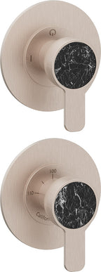 California Faucets Capitola StyleTherm Vista con Control de Dos Salidas - Placa Doble Rectangular - Níquel Satinado