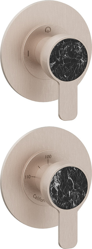 California Faucets Capitola StyleTherm Vista con Control de Dos Salidas - Placa Doble Rectangular - Níquel Satinado