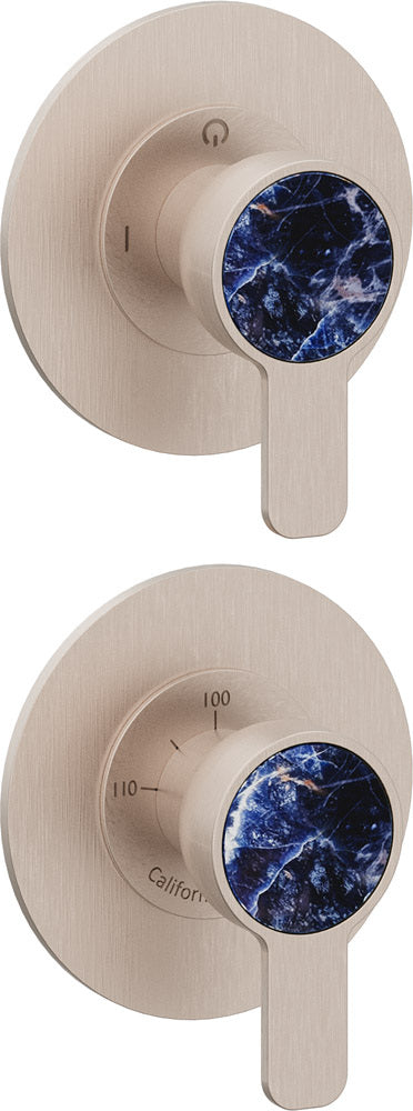 California Faucets Capitola StyleTherm Vista con Control de Dos Salidas - Placa Doble Rectangular - Níquel Satinado