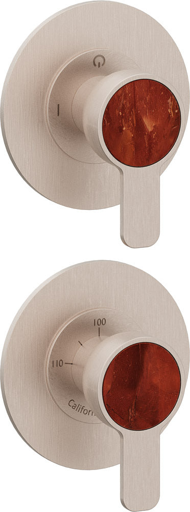California Faucets Capitola StyleTherm Vista con Control de Dos Salidas - Placa Doble Rectangular - Níquel Satinado