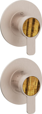 California Faucets Capitola StyleTherm Vista con Control de Dos Salidas - Placa Doble Rectangular - Níquel Satinado