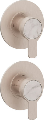 California Faucets Capitola StyleTherm Vista con Control de Dos Salidas - Placa Doble Rectangular - Níquel Satinado