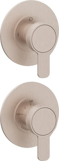 California Faucets Capitola StyleTherm Vista con Control de Dos Salidas - Placa Doble Rectangular - Níquel Satinado