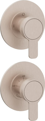 California Faucets Capitola StyleTherm Vista con Control de Dos Salidas - Placa Doble Rectangular - Níquel Satinado