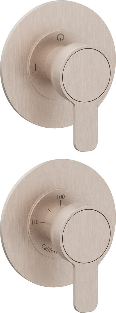 California Faucets Capitola StyleTherm Vista con Control de Dos Salidas - Placa Doble Rectangular - Níquel Satinado