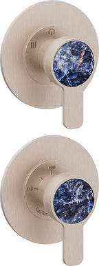 California Faucets Capitola StyleTherm Vista con Control de Tres Salidas - Placa Doble Rectangular - Níquel Satinado