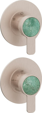 California Faucets Capitola StyleTherm Vista con Control de Tres Salidas - Placa Doble Rectangular - Níquel Satinado