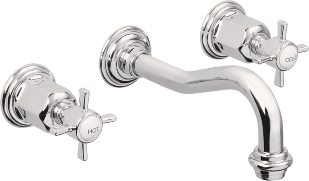 California Faucets Cardiff Llave de Lavabo de Pared de Dos Llaves - Polished Chrome