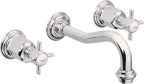 California Faucets Cardiff Llave de Lavabo de Pared de Dos Llaves - Polished Chrome