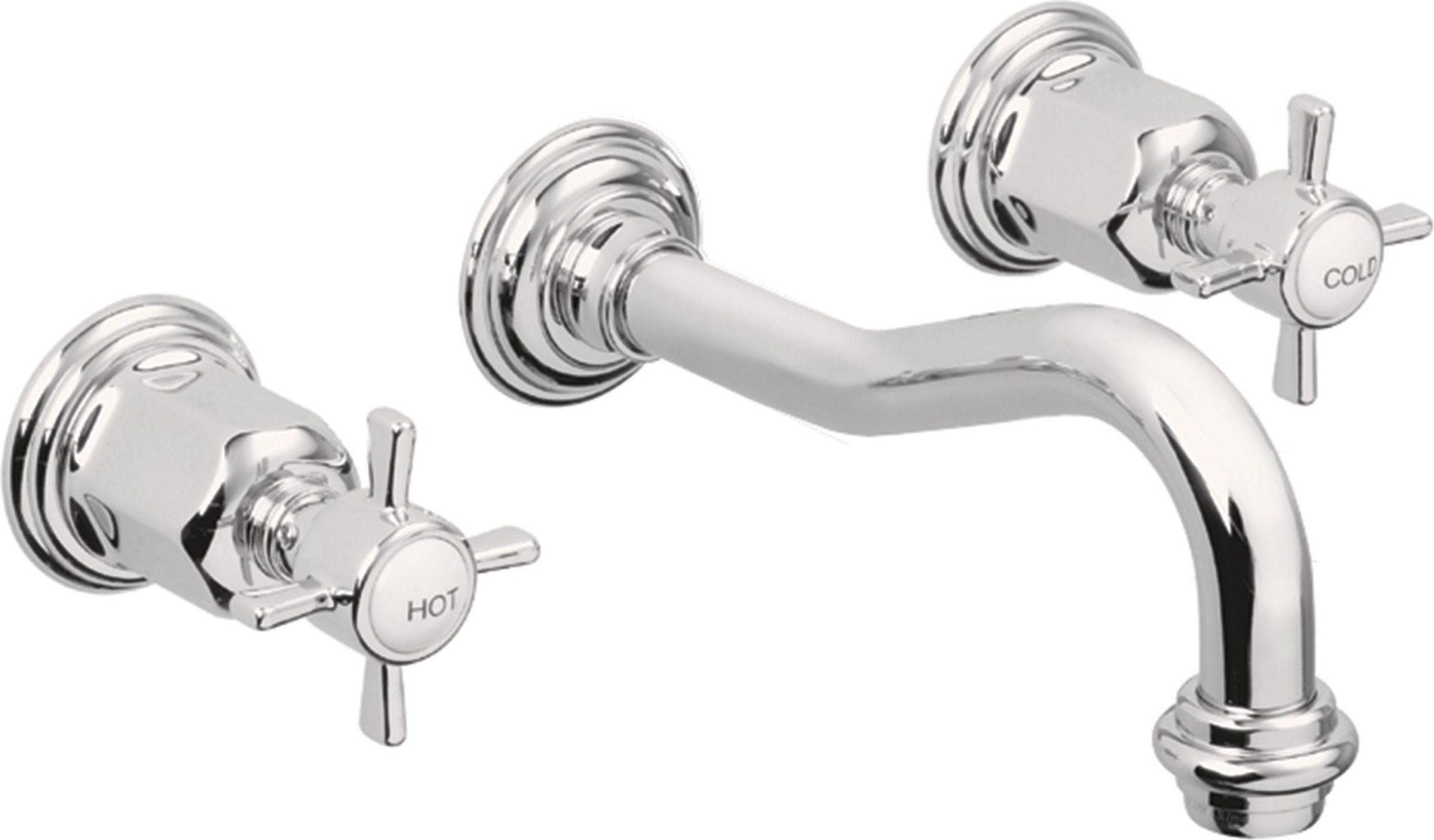 California Faucets Cardiff Llave de Lavabo de Pared de Dos Llaves - Polished Chrome