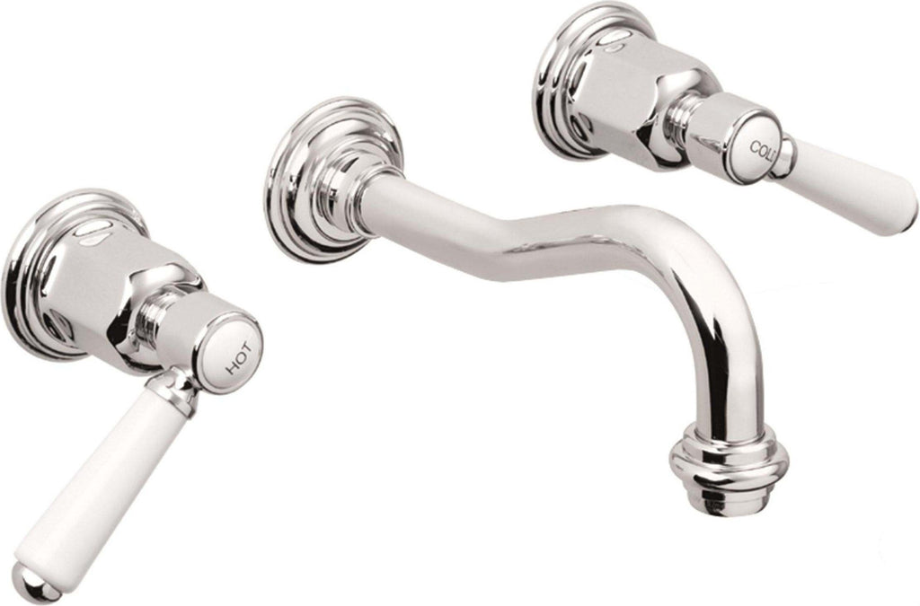California Faucets Cardiff Llave de Lavabo de Pared de Dos Llaves - Polished Chrome