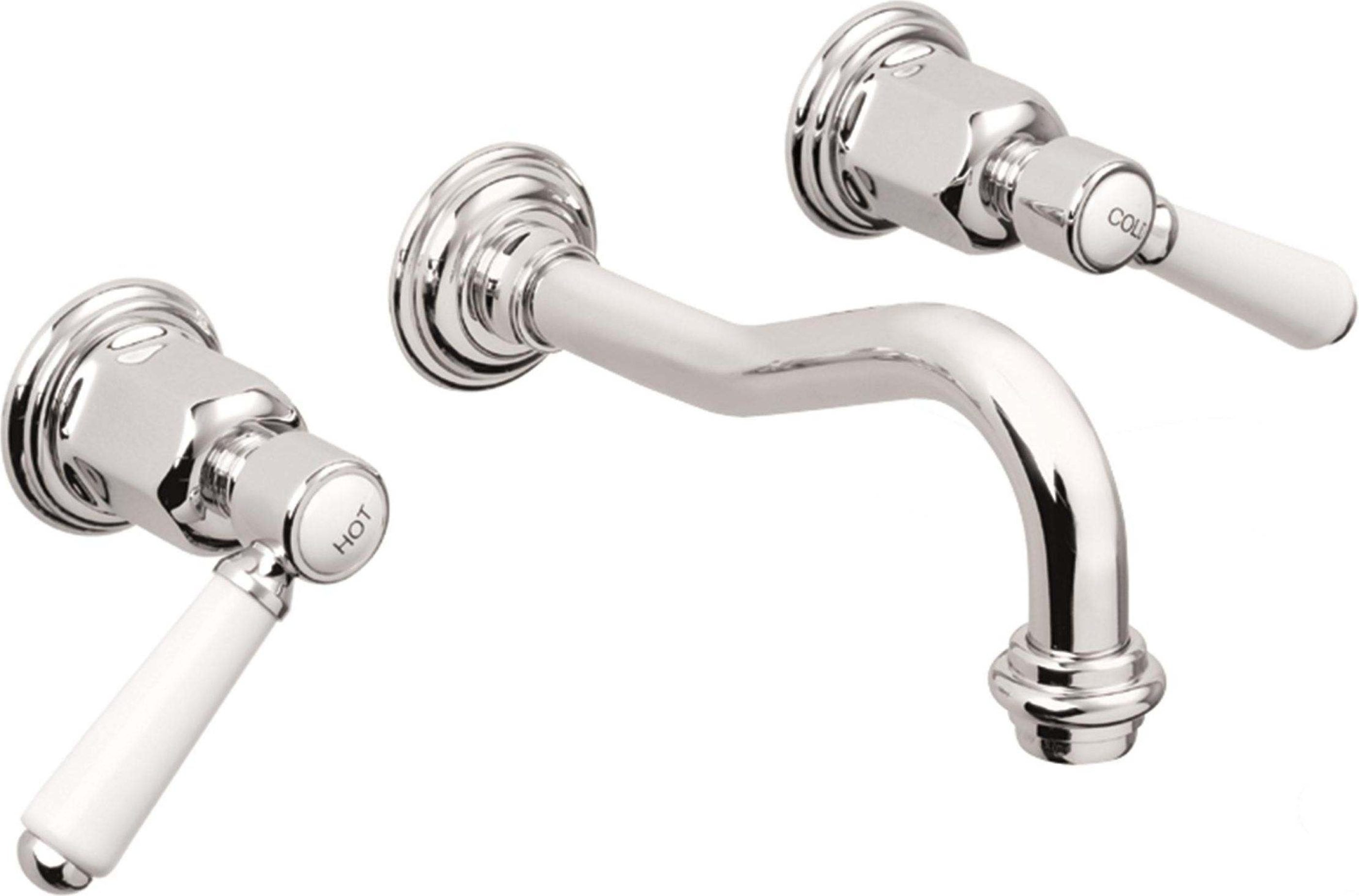 California Faucets Cardiff Llave de Lavabo de Pared de Dos Llaves - Polished Chrome