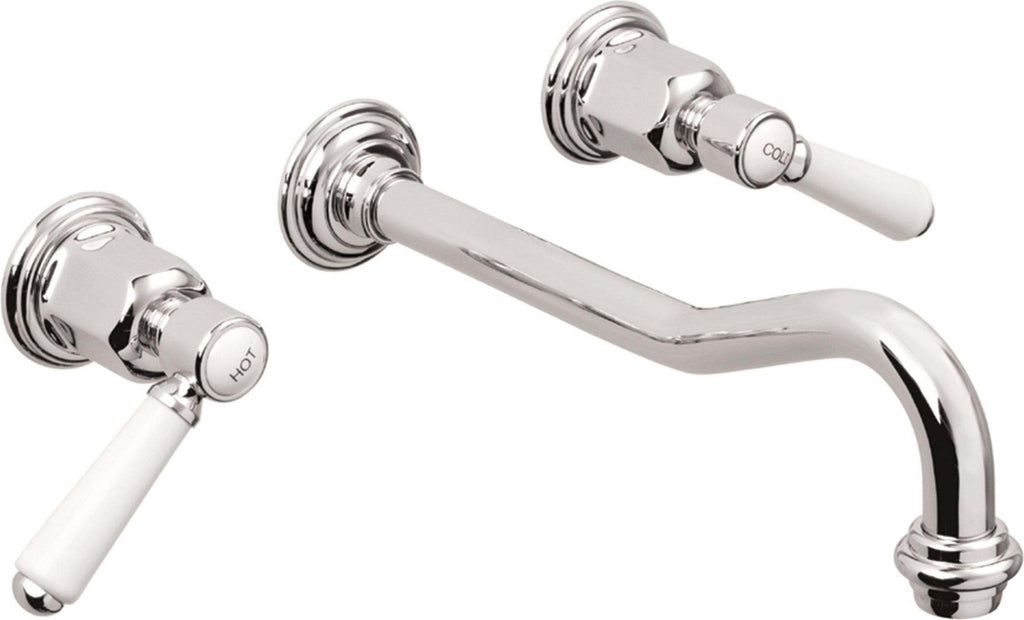 California Faucets Cardiff Llave de Lavabo de Pared de Dos Llaves - Polished Chrome