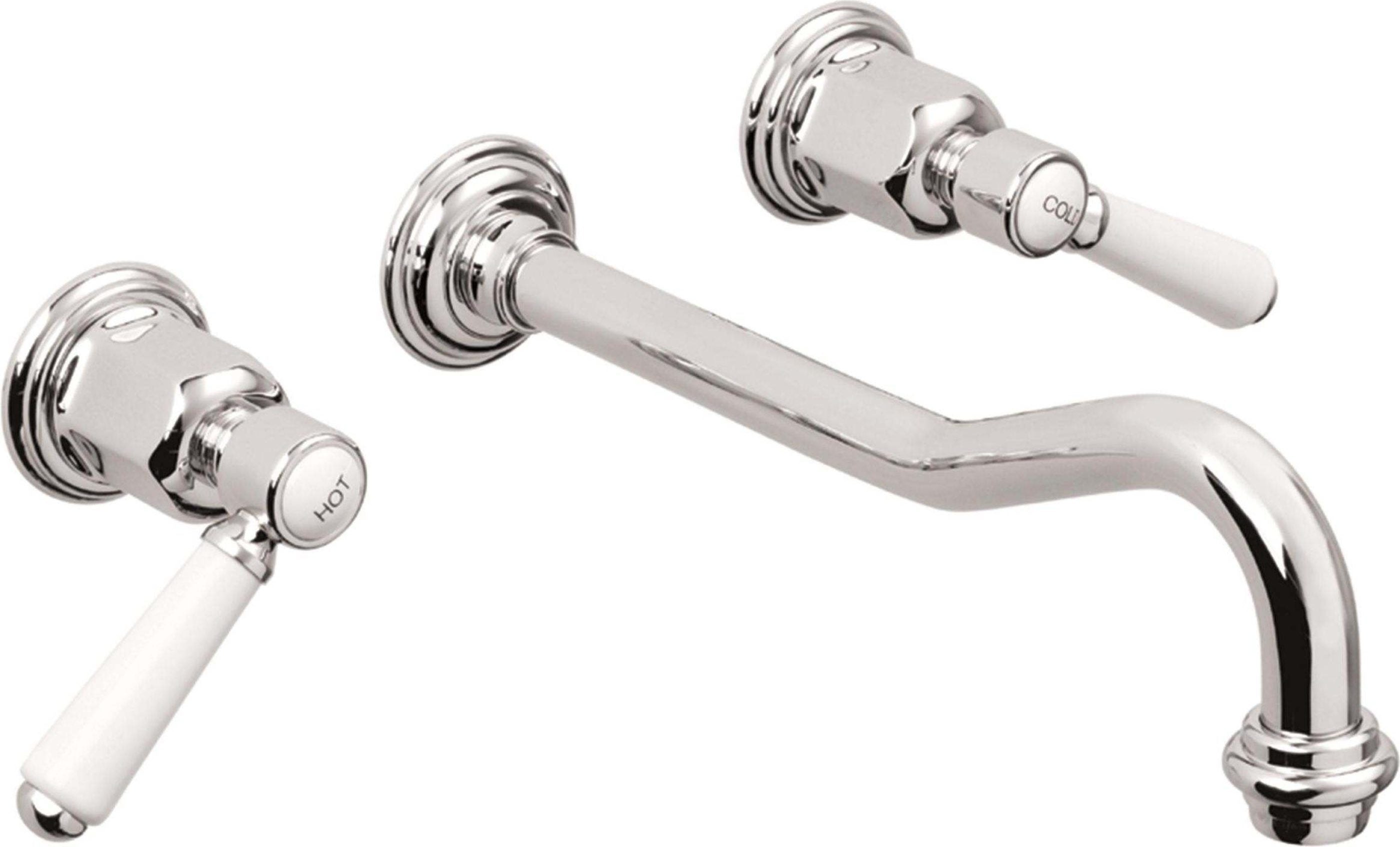 California Faucets Cardiff Llave de Lavabo de Pared de Dos Llaves - Polished Chrome