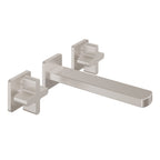 California Faucets San Elijo Llave de Lavabo de Pared de Dos Llaves - Base Cuadrada - Satin Nickel