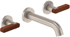 California Faucets San Elijo Llave de Lavabo de Pared de Dos Llaves - Base Redonda - Satin Nickel