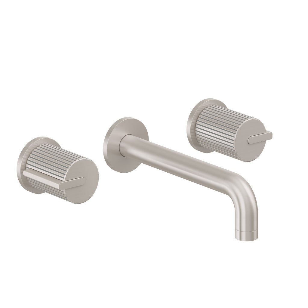 California Faucets Jalama Llave de Lavabo de Pared de Dos Llaves - Alcance Corto - Níquel Satinado