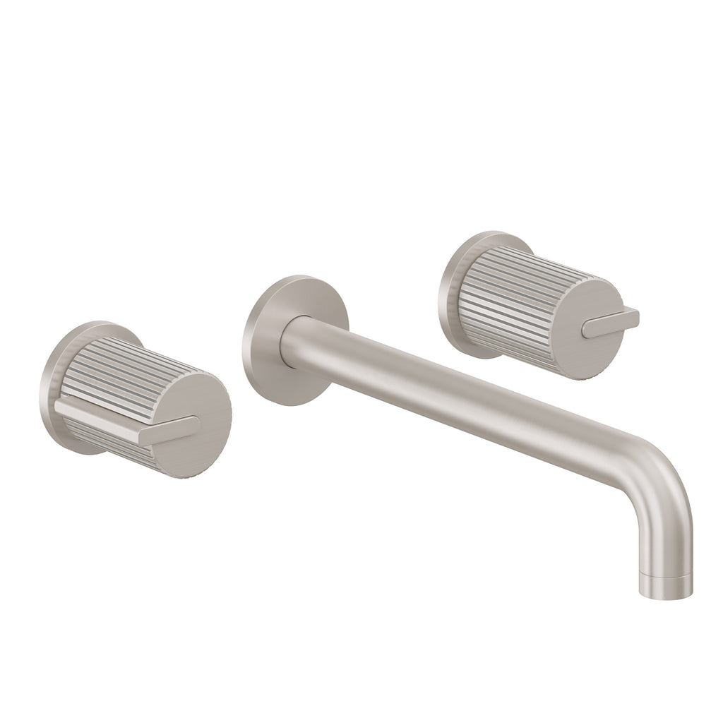 California Faucets Jalama Llave de Lavabo de Pared de Dos Llaves - Alcance Largo - Níquel Satinado