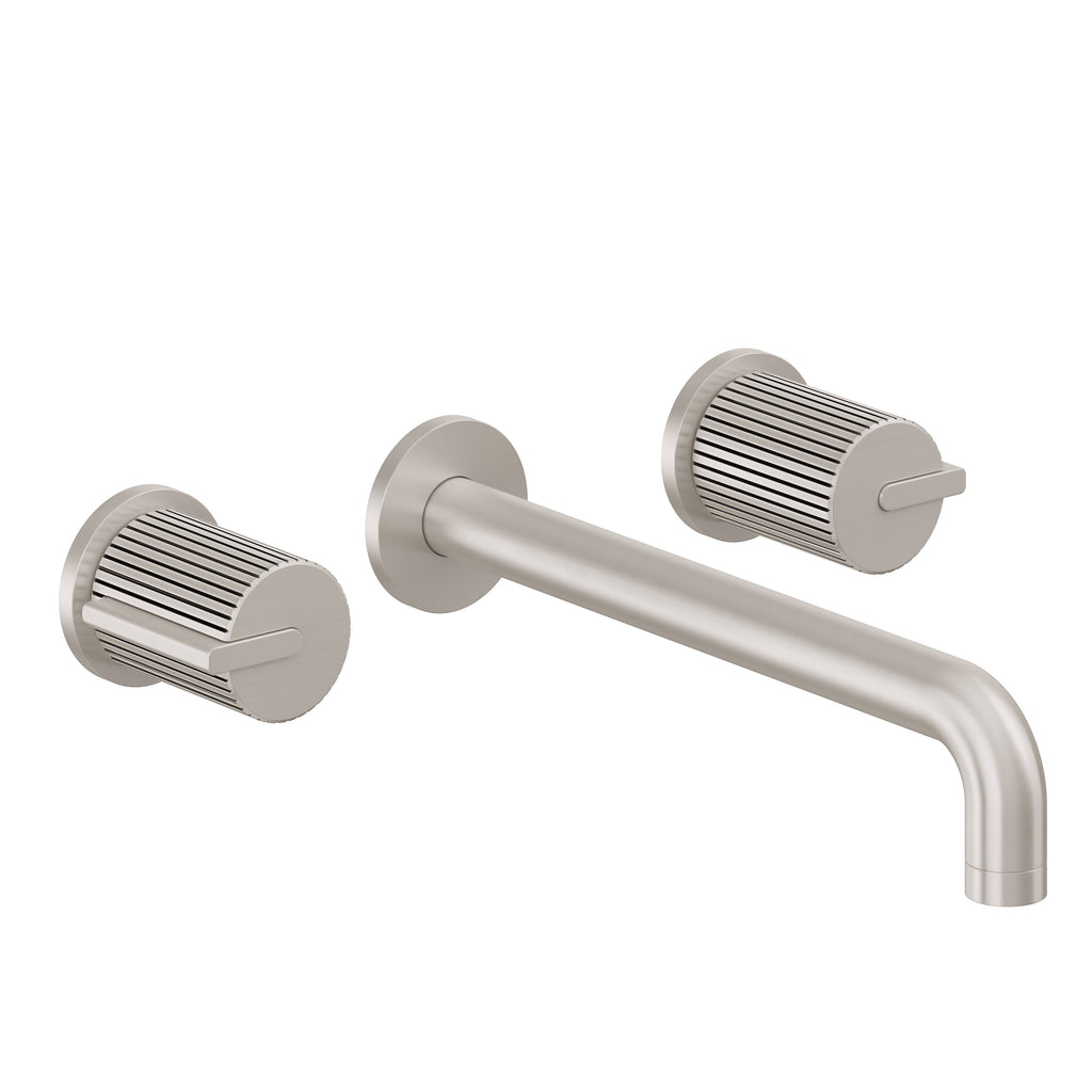 California Faucets Jalama Llave de Lavabo de Pared de Dos Llaves - Alcance Largo - Níquel Satinado