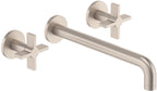 California Faucets Cayucos Llave de Lavabo de Pared de Dos Llaves - Manija de Cruz - Níquel Satinado
