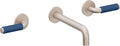 California Faucets Cayucos Llave de Lavabo de Pared de Dos Llaves - Palanca de Porcelana Azul