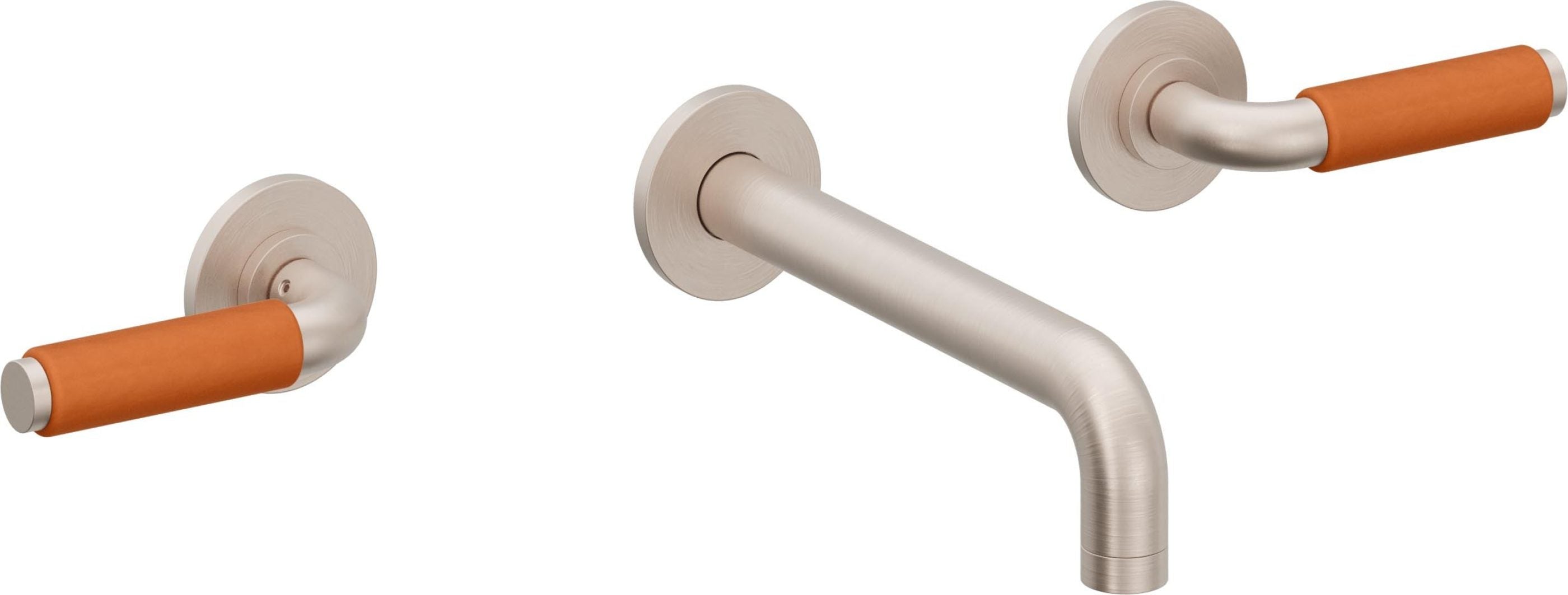 California Faucets Cayucos Llave de Lavabo de Pared de Dos Llaves - Palanca de Porcelana Naranja