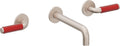 California Faucets Cayucos Llave de Lavabo de Pared de Dos Llaves - Palanca Roja