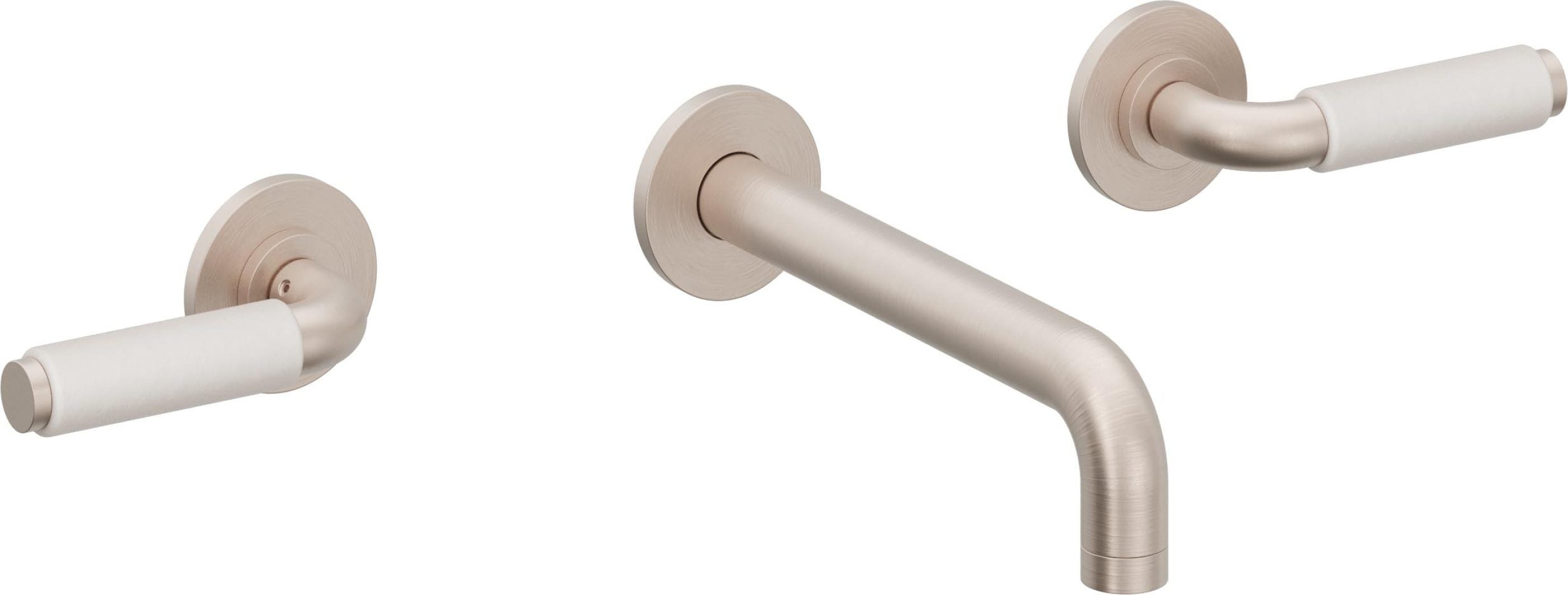 California Faucets Cayucos Llave de Lavabo de Pared de Dos Llaves - Palanca de Porcelana Blanca