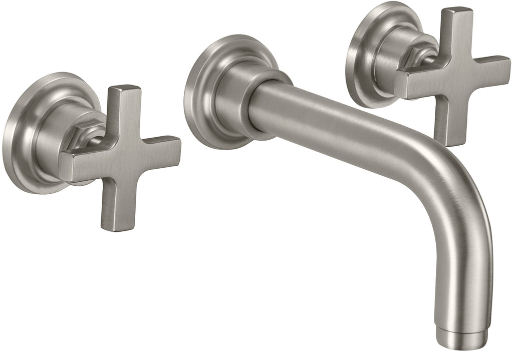 California Faucets Rincon Bay Llave de Lavabo de Pared de Dos Llaves - Satin Nickel