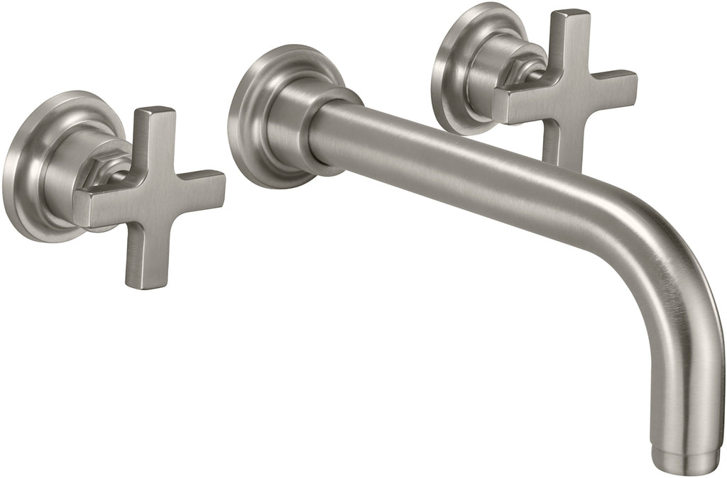 California Faucets Rincon Bay Llave de Lavabo de Pared de Dos Llaves - Satin Nickel