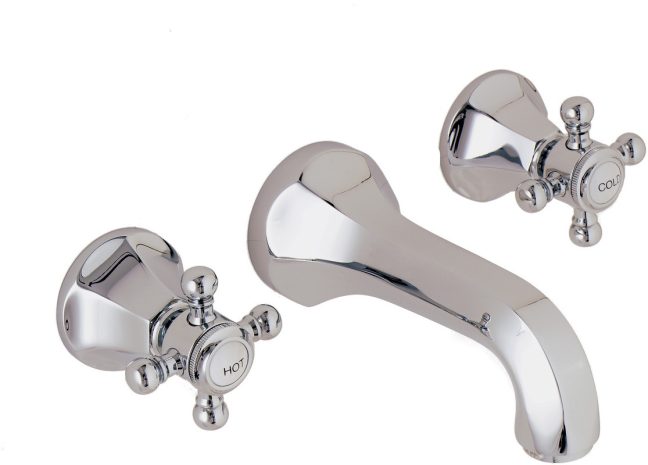 California Faucets Monterey Llave de Lavabo de Pared de Dos Llaves - Polished Chrome