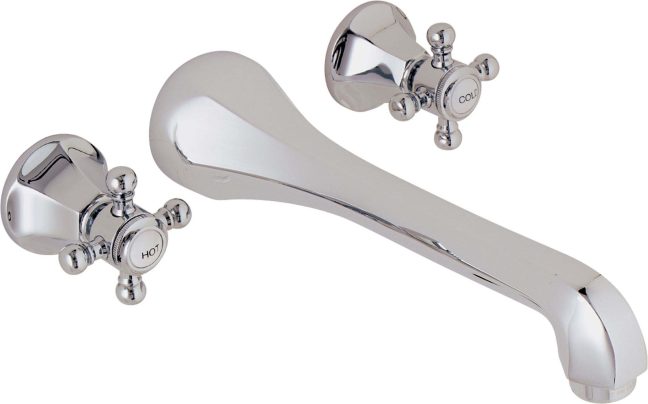 California Faucets Monterey Llave de Lavabo de Pared de Dos Llaves - Polished Chrome