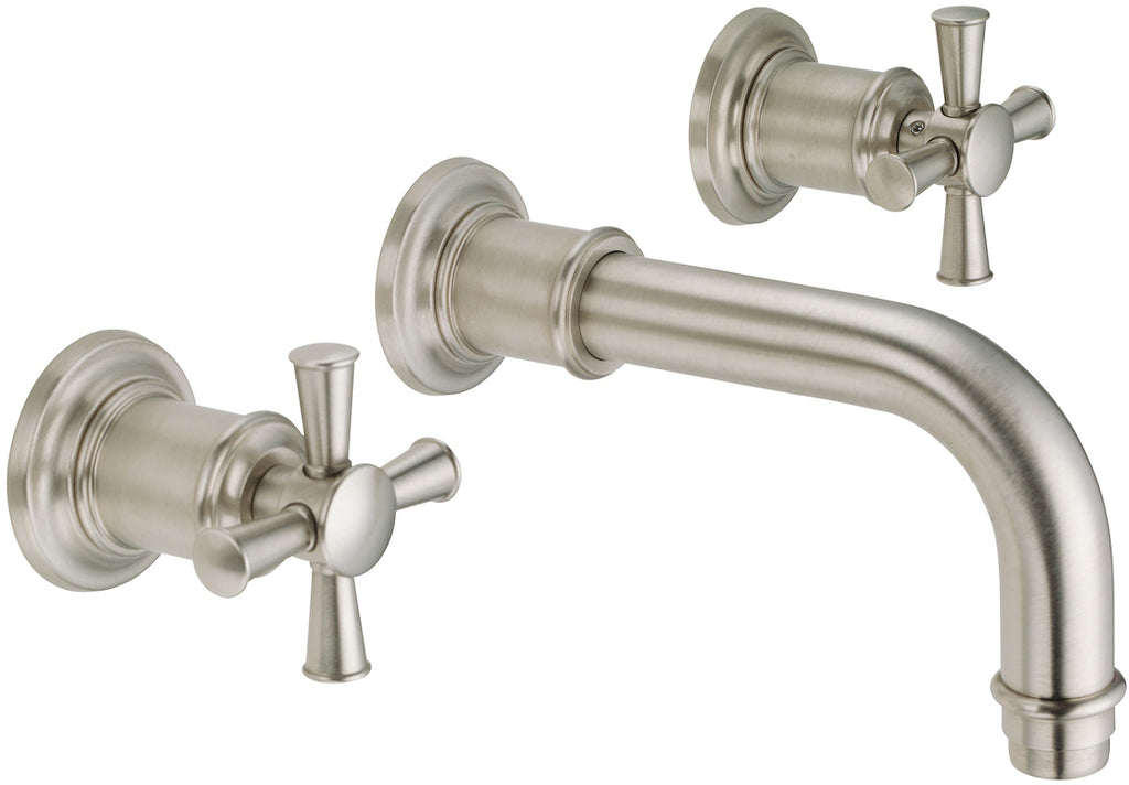 California Faucets Miramar Llave de Lavabo de Pared de Dos Manijas - Manija de Cruz