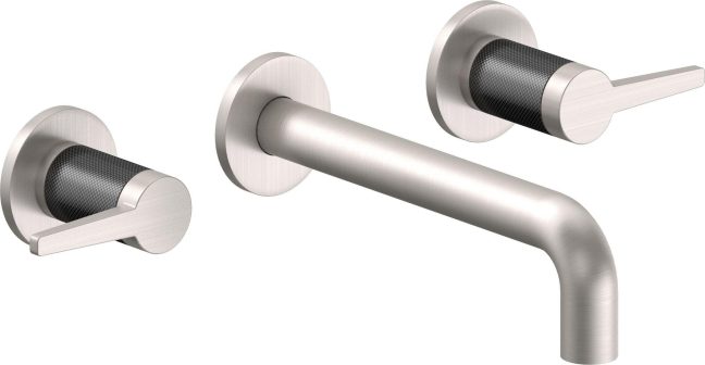California Faucets D Street Llave de Lavabo de Pared de Dos Llaves - Palanca Plana - Satin Nickel