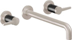 California Faucets D Street Llave de Lavabo de Pared de Dos Llaves - Palanca Plana - Satin Nickel