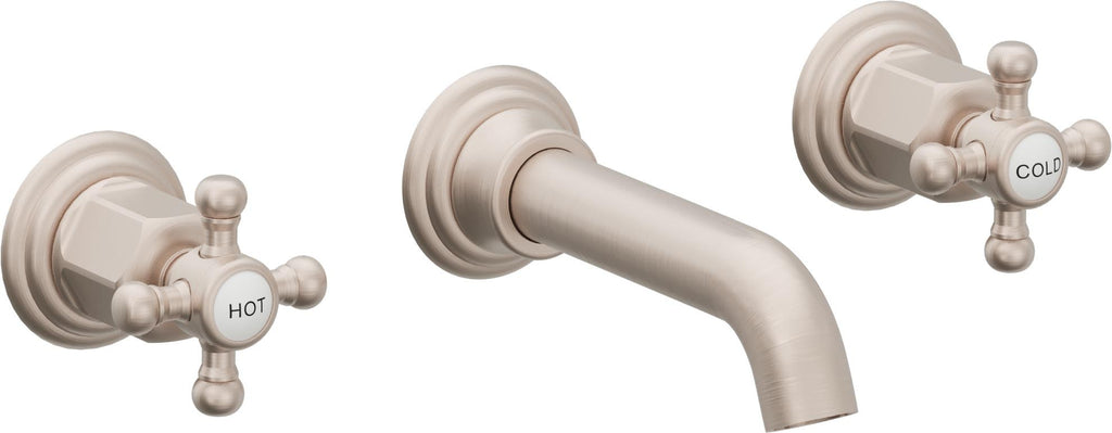 California Faucets Coronado Llave de Lavabo de Pared de Dos Llaves - Satin Nickel