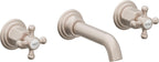 California Faucets Coronado Llave de Lavabo de Pared de Dos Llaves - Satin Nickel