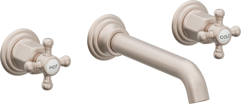 California Faucets Coronado Llave de Lavabo de Pared de Dos Llaves - Satin Nickel