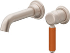 California Faucets Del Mar Llave de Lavabo de Pared de Una Llave - Manija de Porcelana Naranja