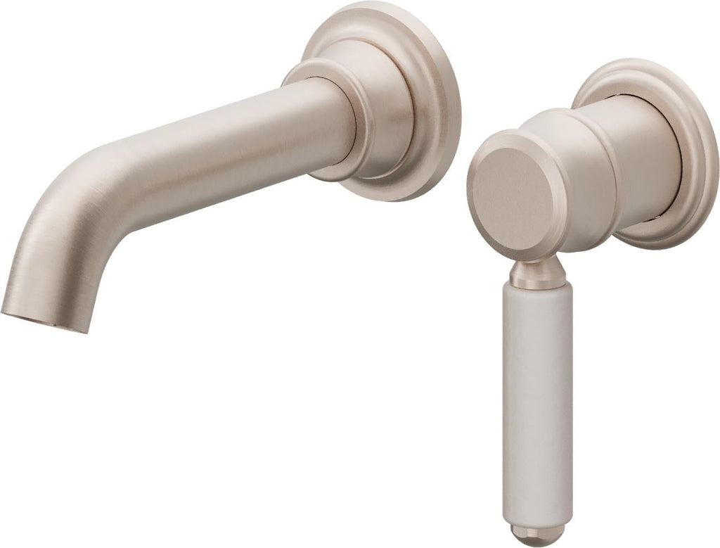 California Faucets Del Mar Llave de Lavabo de Pared de Una Llave - Manija de Porcelana Blanca