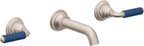 California Faucets Del Mar Llave de Lavabo de Pared de Dos Llaves - Palanca de Porcelana Azul