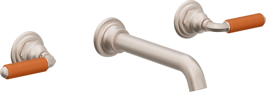 California Faucets Del Mar Llave de Lavabo de Pared de Dos Llaves - Palanca de Porcelana Naranja