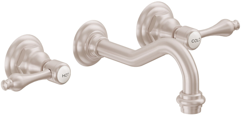 California Faucets Salinas Llave de Lavabo de Pared de Dos Llaves - Satin Nickel